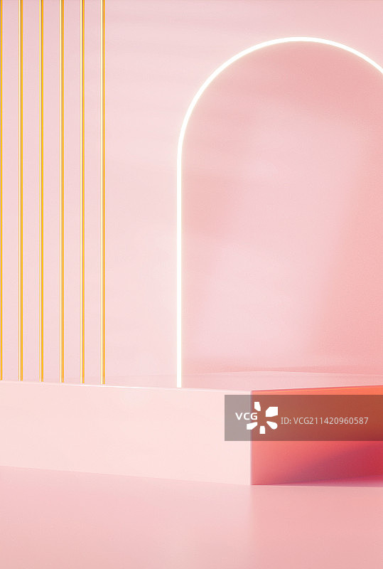 3D展台粉色购物场景图片素材