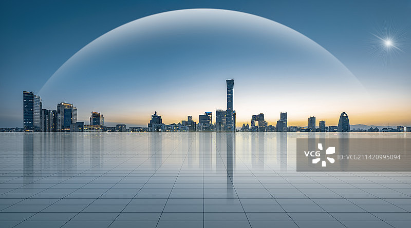 城市天际线建筑和广场-北京地标金融建筑，城市天际线图片素材