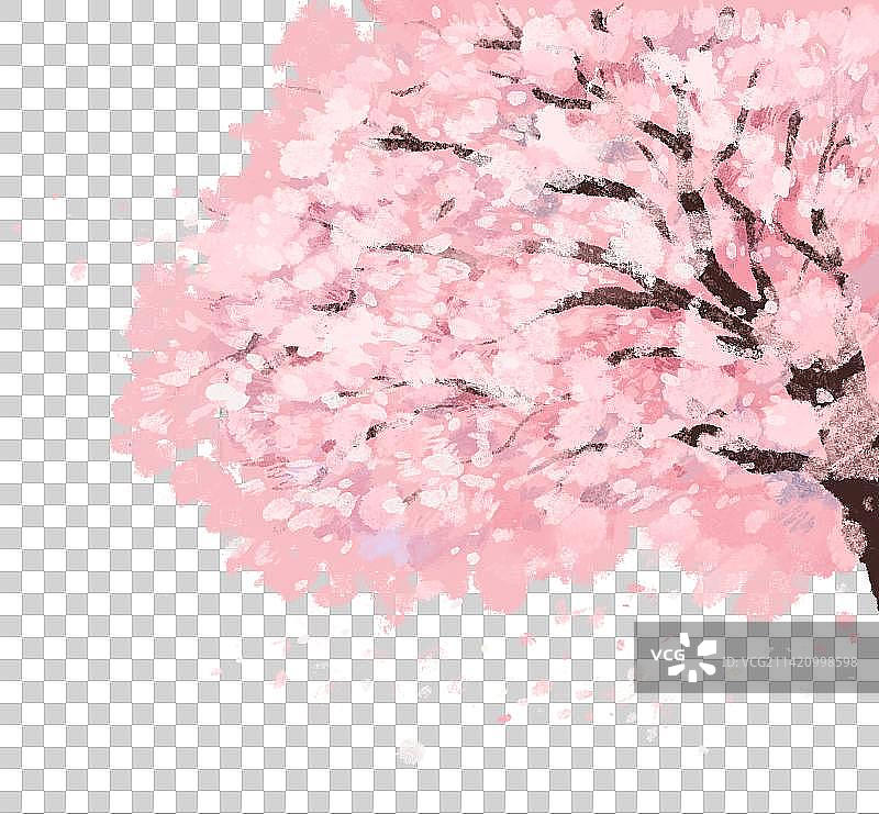 春天节气插画鲜花盛开的树元素图片素材