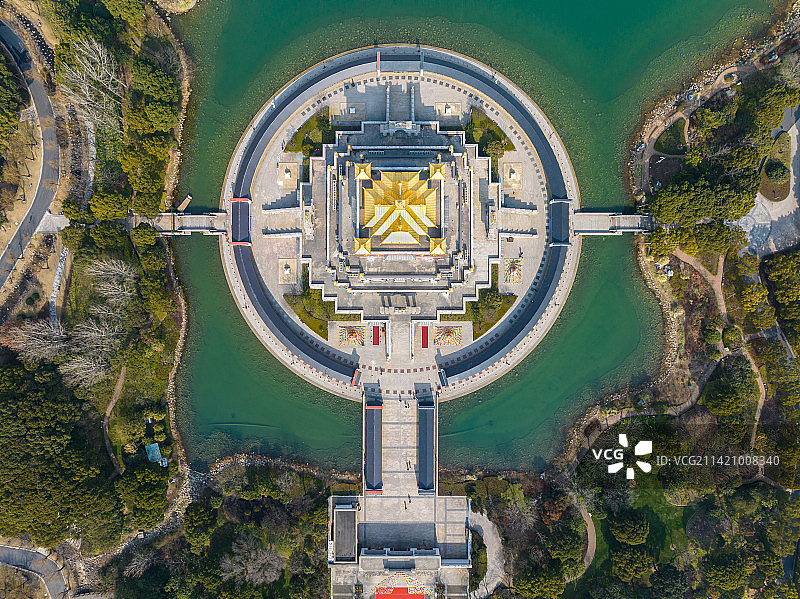 航拍江苏省无锡市灵山胜境风景区五印坛城建筑风光图片素材
