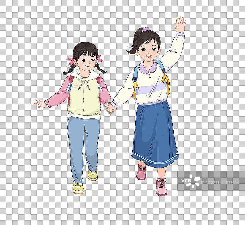 上学的两个女孩图片素材