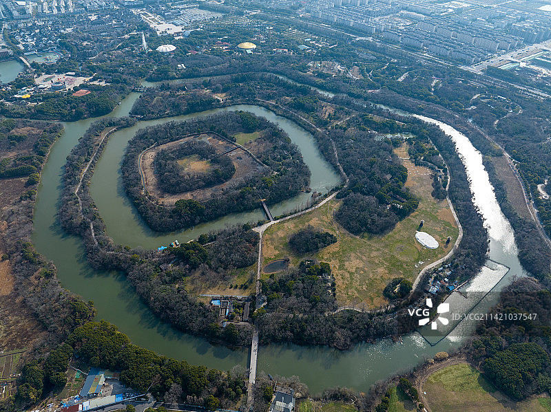 常州淹城航拍图片素材