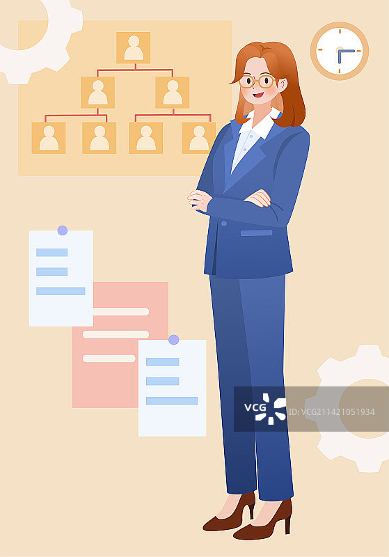 负责企业架构的人事经理卡通形象插画图片素材