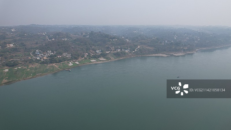 高空视角看合江县城河两岸图片素材