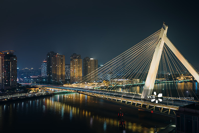 浙江宁波外滩大桥夜景图片素材