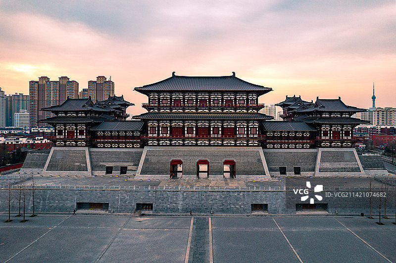 河南洛阳应天门遗址公园航拍图片素材