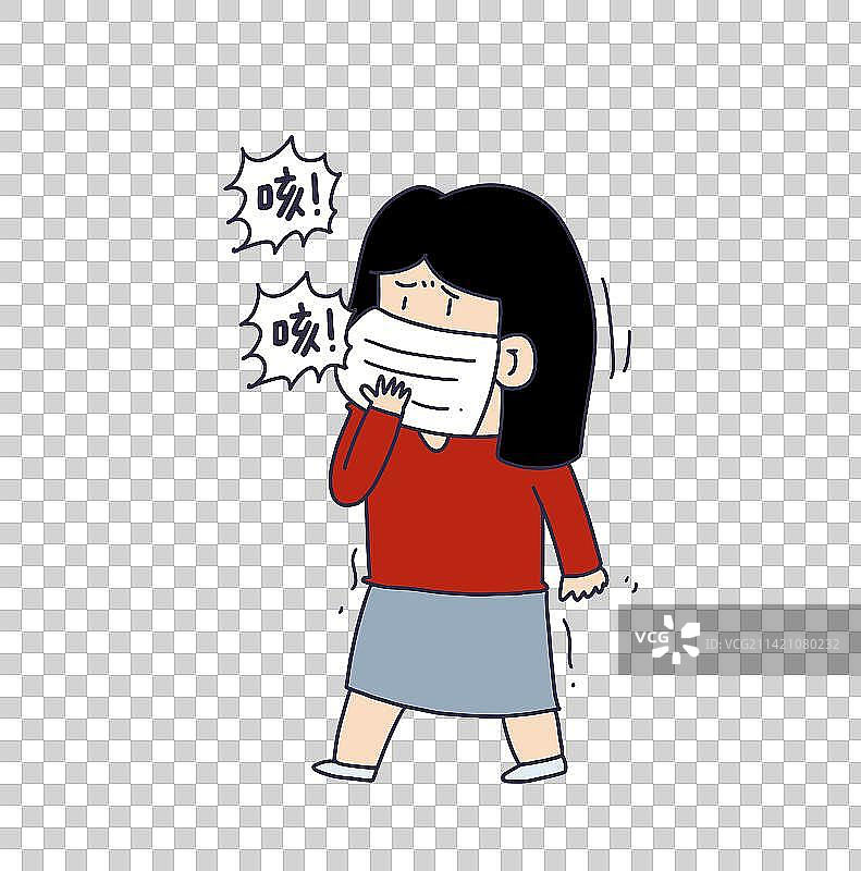 元素：咳嗽的女性患者图片素材