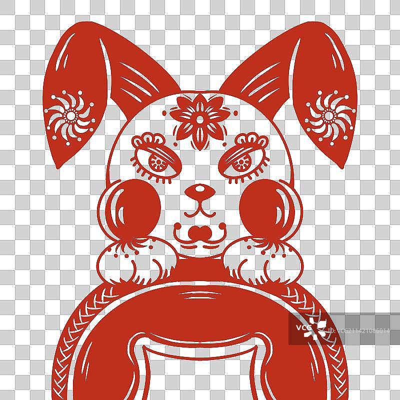 兔子剪纸免抠元素图片素材