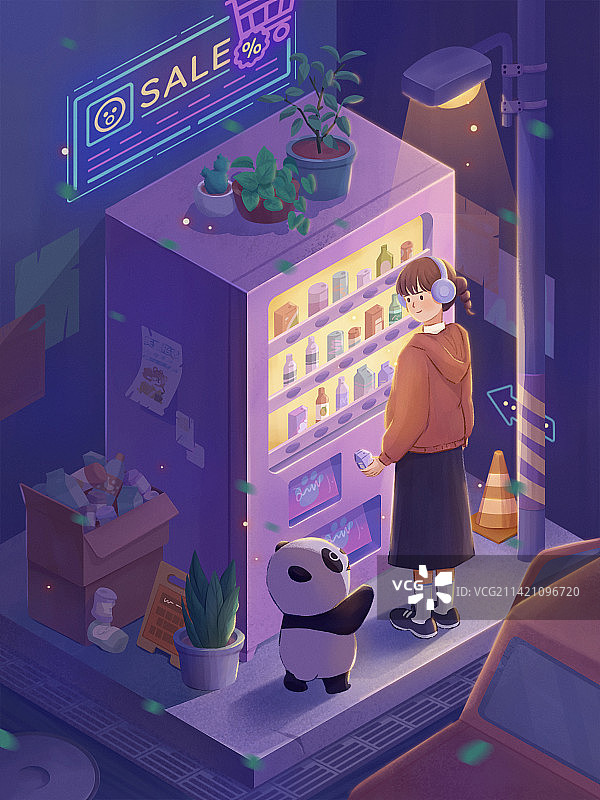 夜晚自动贩卖机图片素材