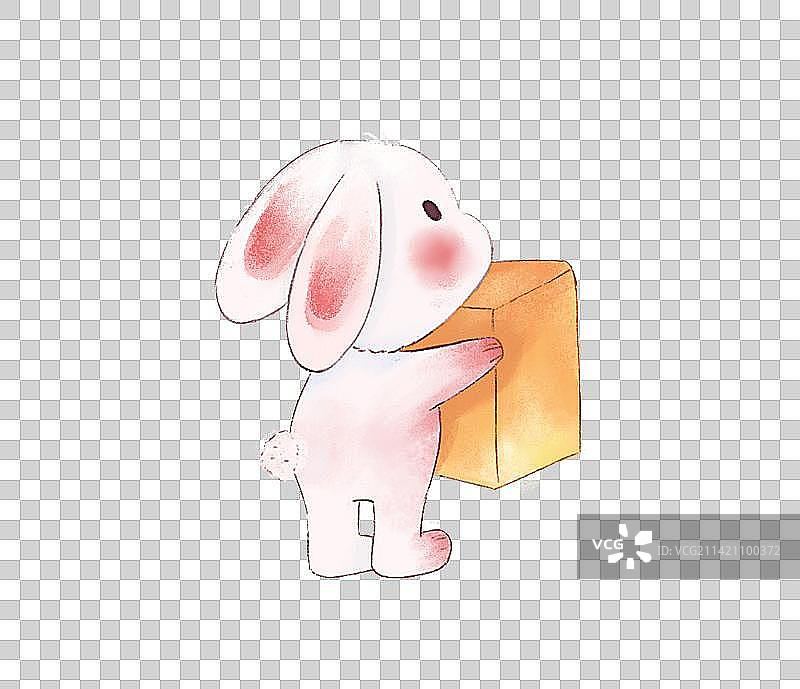 可爱兔子灯笼拿着手拿孔明灯许愿节日图片素材