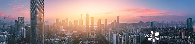 深圳南山全景朝霞图片素材