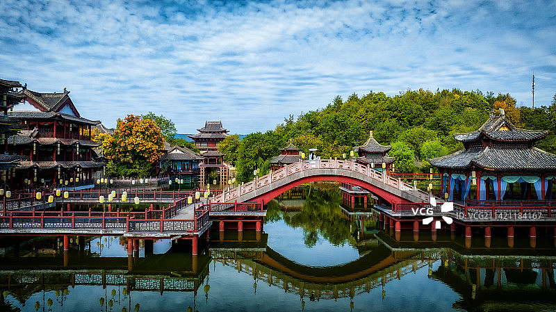 浙江金华东阳横店影视城，清明上河图景区，呈现宋朝都城风景图片素材