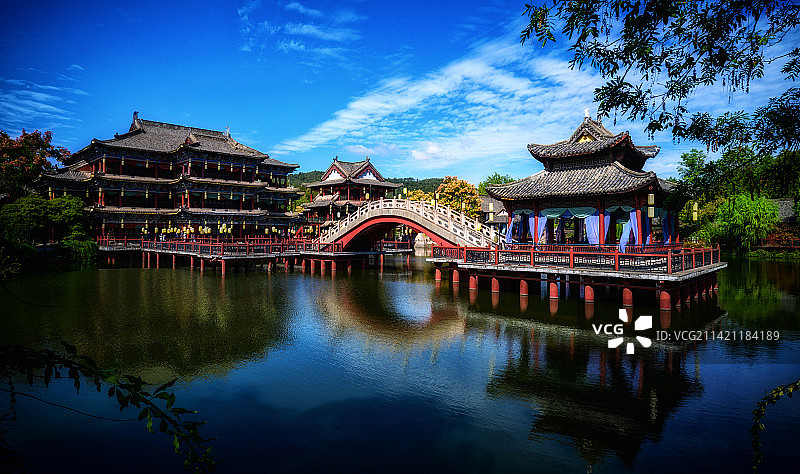 浙江金华东阳横店影视城，清明上河图景区，呈现宋朝都城风景图片素材