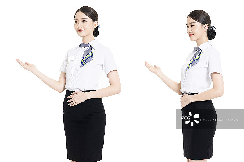 年轻的商务女士身着白色短袖衬衫图片素材