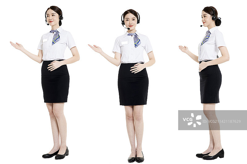 年轻的商务女士身着白色短袖衬衫图片素材