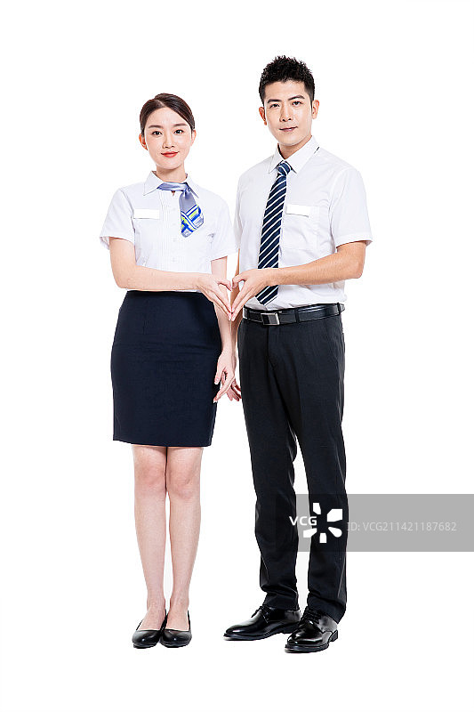 肩并肩站立的年轻商务男士与商务女士图片素材