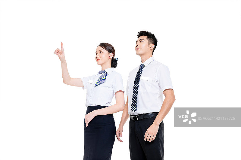 肩并肩站立的年轻商务男士与商务女士图片素材