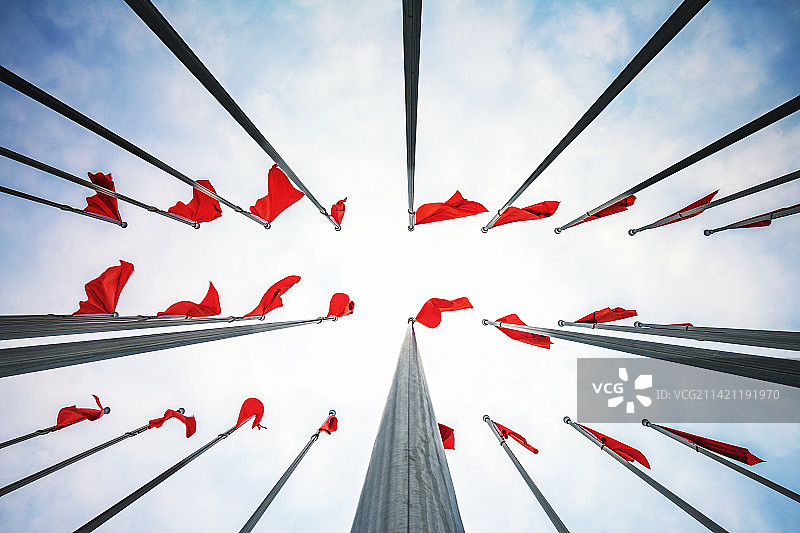 向上的旗杆+南京宪法公园（南京）图片素材