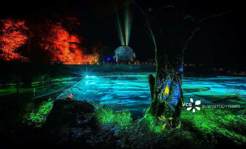 浙江绍兴新昌十九峰，“山海经奇英雄之路”沉浸式奇幻秀图片素材