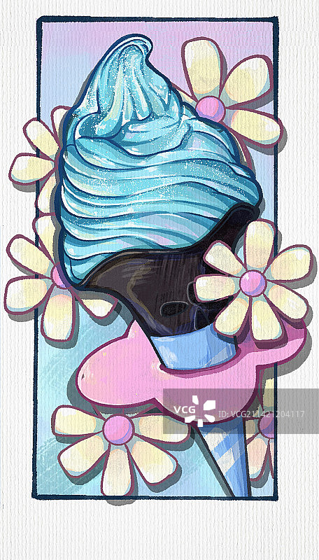 海燕冰淇凌水彩插画图片素材