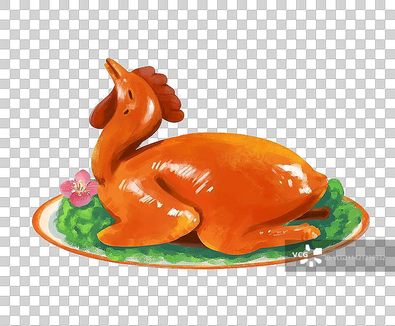 手绘烧鸡盘子免抠元素图片素材