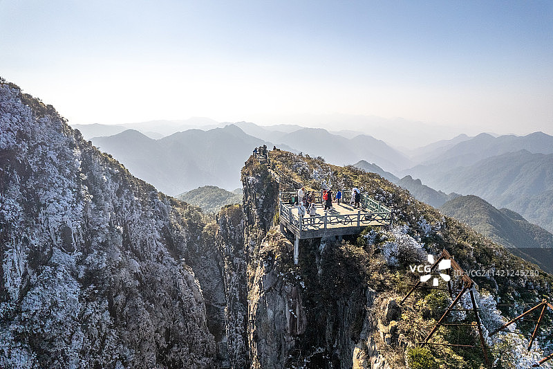 湖南郴州莽山五指峰雾凇全景航拍图片素材