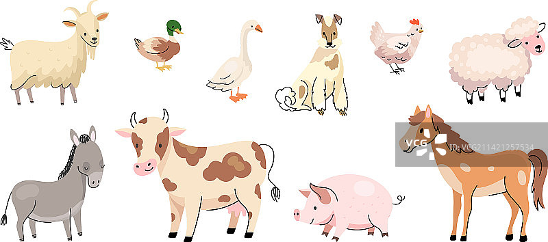 涂鸦农场动物角色图片素材