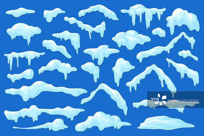 屋顶雪帽卡通雪景冰柱雪堆图片素材