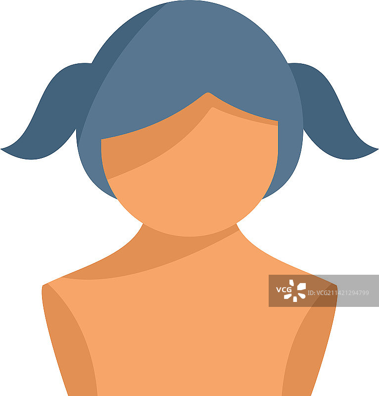 女性假发图标扁平头部风格图片素材