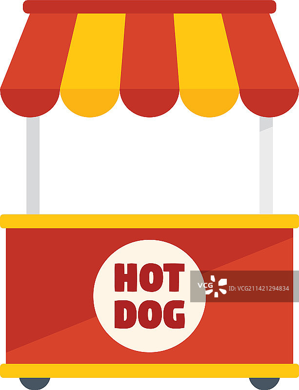 街头小吃亭热狗摊位扁平图标图片素材