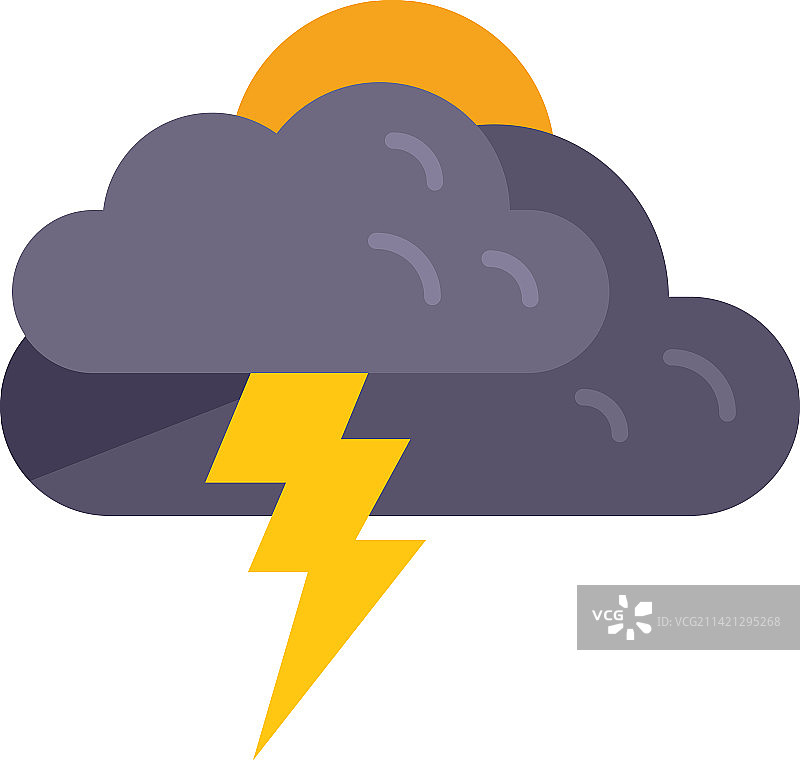 雷暴天气扁平图标图片素材