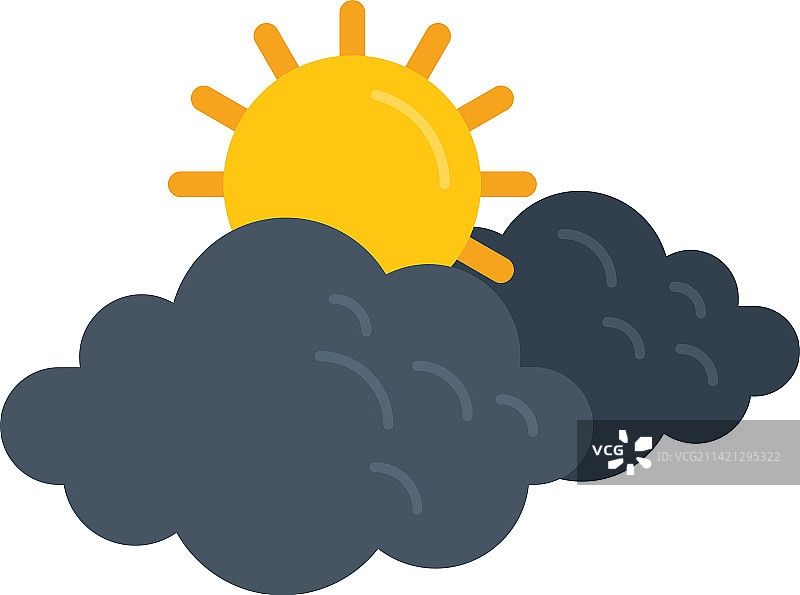 多云图标扁平寒冷阳光图片素材