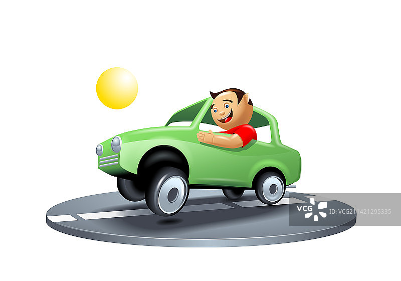 带着快乐驾驶员的玩具车图片素材