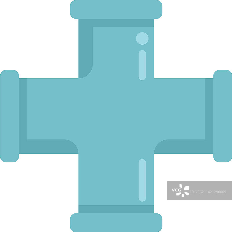 十字管道图标扁平水管线图片素材