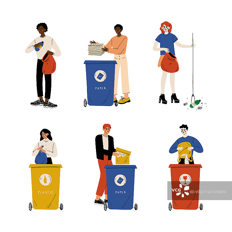 人们将垃圾袋扔进垃圾桶图片素材