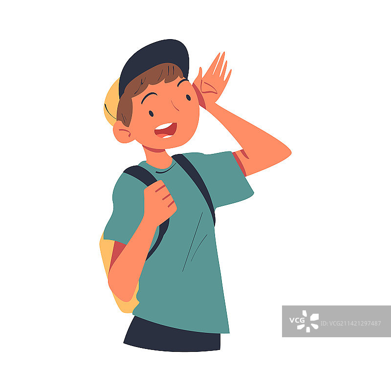 背着背包眺望远方的快乐男人图片素材