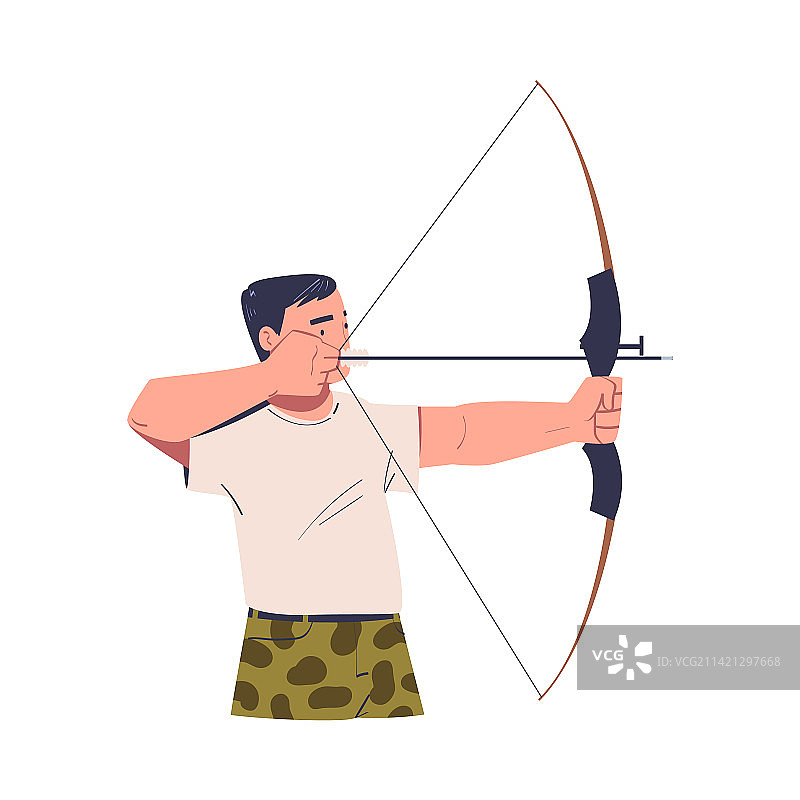 男人用弓箭瞄准目标图片素材