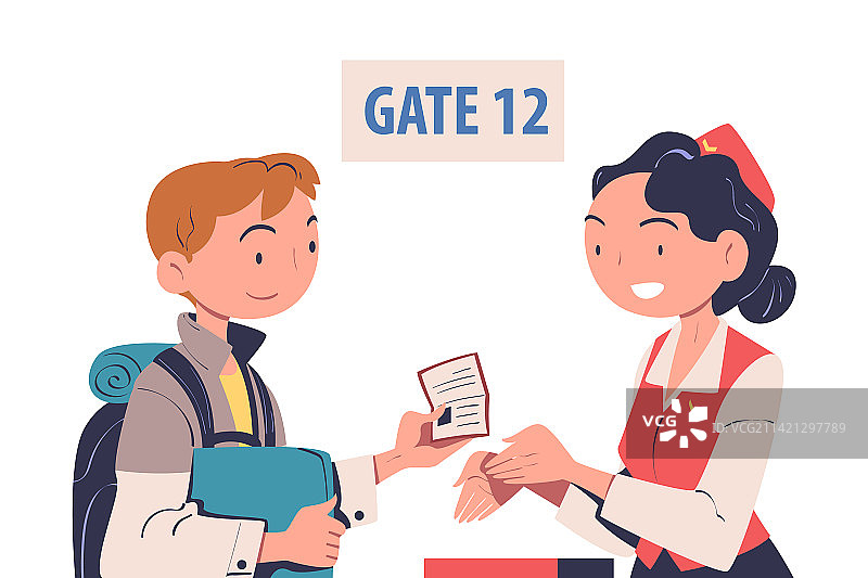 男人在机场登机口，背着背包图片素材