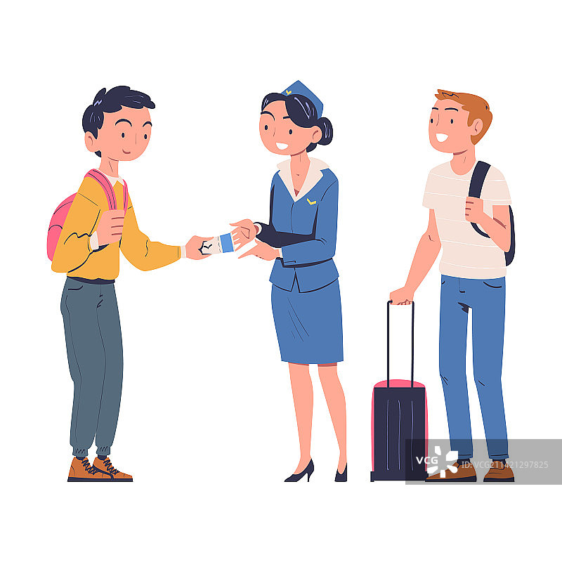 男子在机场登机口带着行李图片素材