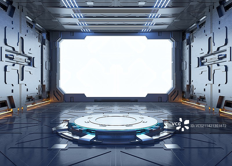 3D渲染科幻室内展台空间图片素材