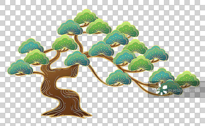 国潮风插画松树图片素材