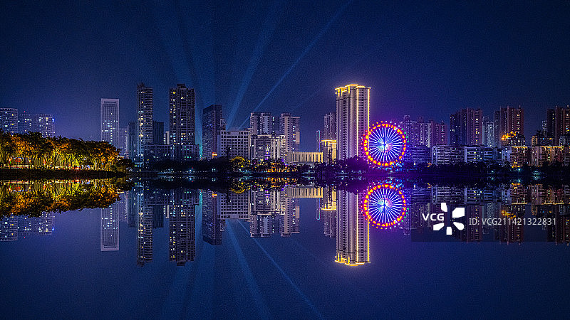 磁湖夜色图片素材