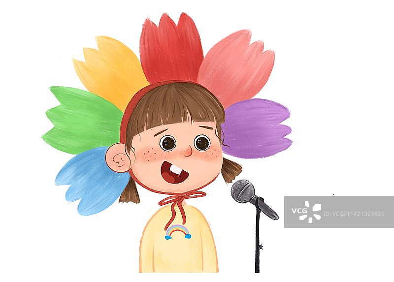 彩虹色的花花女孩演讲图片素材