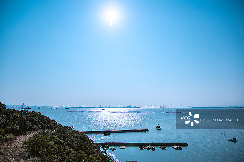 福建省福州市平潭县大练岛-蓝天下的海景图片素材