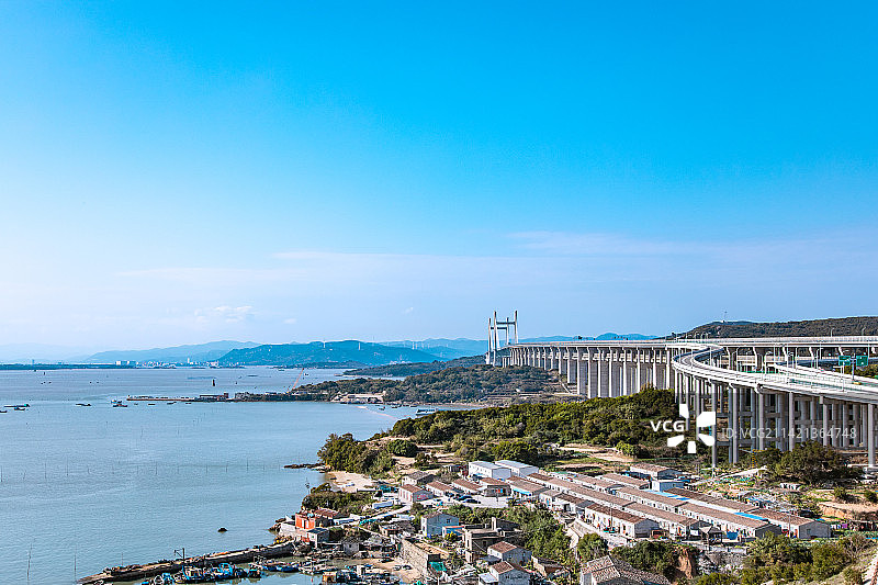 福建省福州市平潭县大练岛-跨海大桥风光图片素材