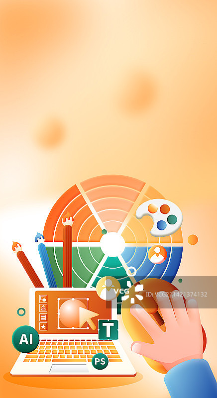 设计行业艺术行业设计师插画师竖版矢量插画图片素材