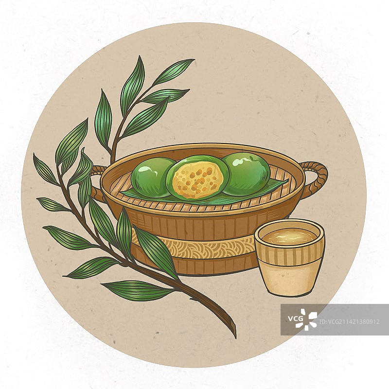 清明节青团美食插画图片素材