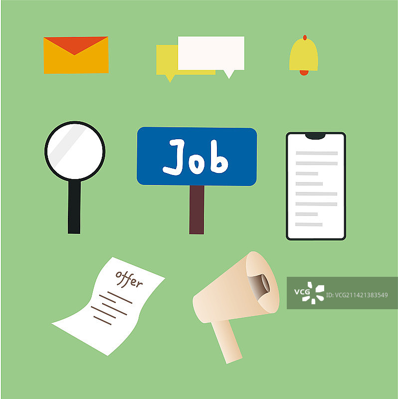 商务企业招聘装饰物件矢量插画元素图片素材