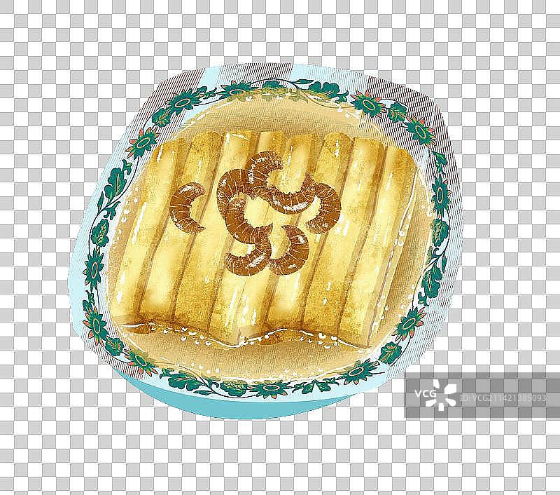 苏菜-开洋蒲菜插画元素图片素材