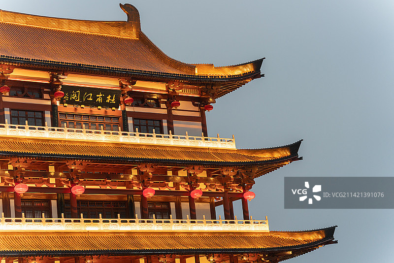 长沙杜甫江阁夜景图片素材